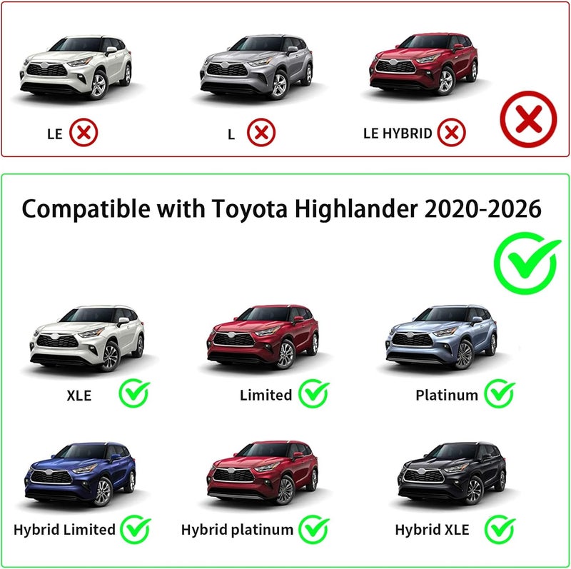 KINGGERI Lockable 260lbs Cross Bars Roof Racks Fit for Toyota Highlander 2020-2026 XLE Limited Platinum Hybrid, Heavy Duty Aluminum Metal Crossbar Luggage SUV Accessories(NOT for L/LE/LE Hybrid - Image 2